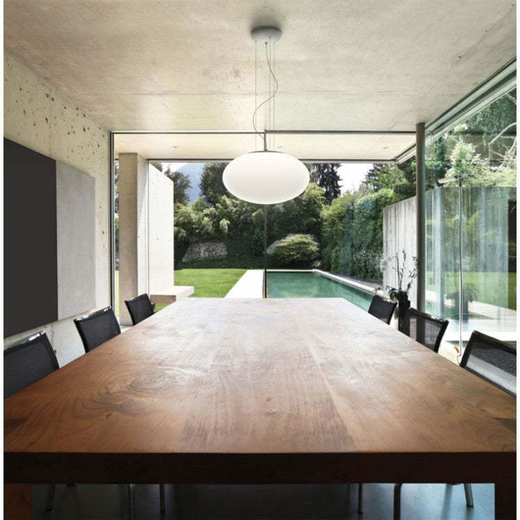 Zeppo 400 Matt White Pendant with Oval Glass Diffuser using E27/ES LED Lamp, Astro 1176003