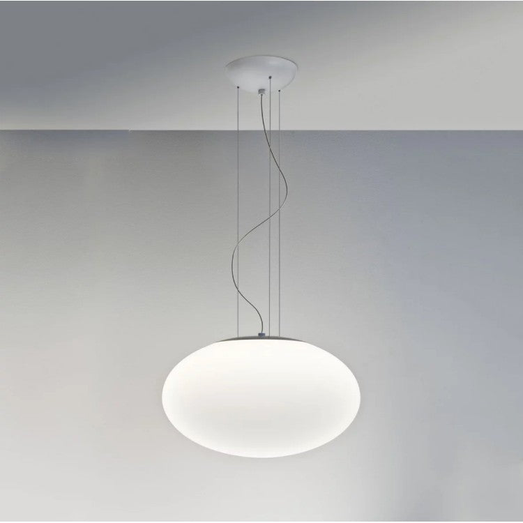 Zeppo 400 Matt White Pendant with Oval Glass Diffuser using E27/ES LED Lamp, Astro 1176003