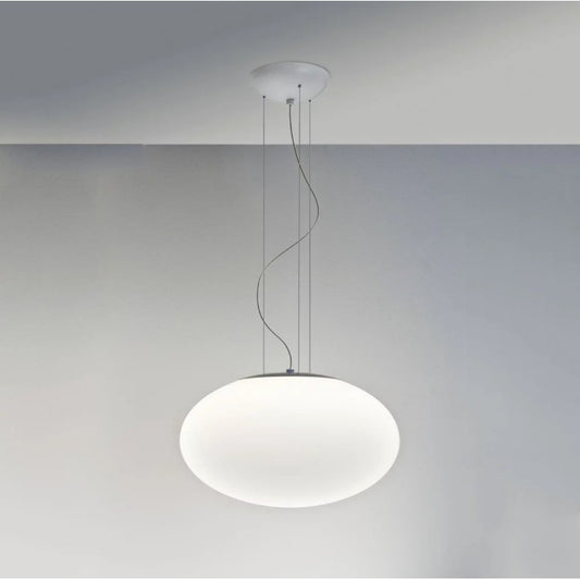 Zeppo 400 Matt White Pendant with Oval Glass Diffuser using E27/ES LED Lamp, Astro 1176003