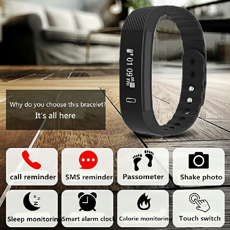 Bluetooth Smart Sport Bracelet Wrist Watch Touch Screen for iOS Android