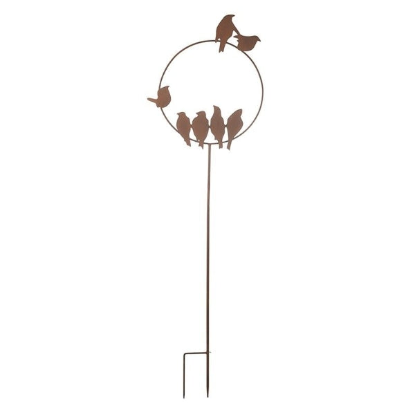 Garden Metal Bird Design Stake Brown 125cm