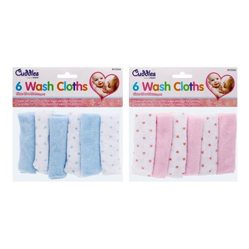 Cuddles Baby Wash Cloths 6 pack